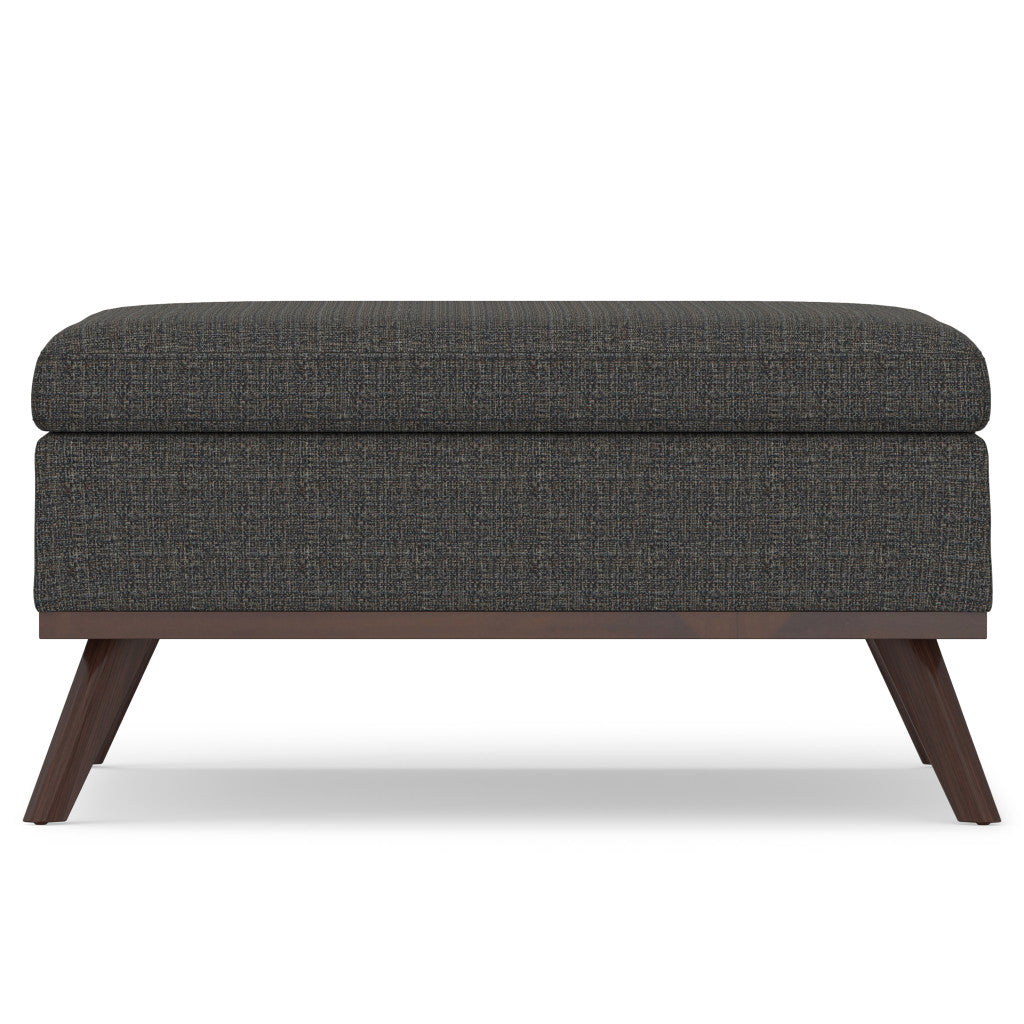 36" Ebony and Brown Fabric Cocktail Ottoman With Storage