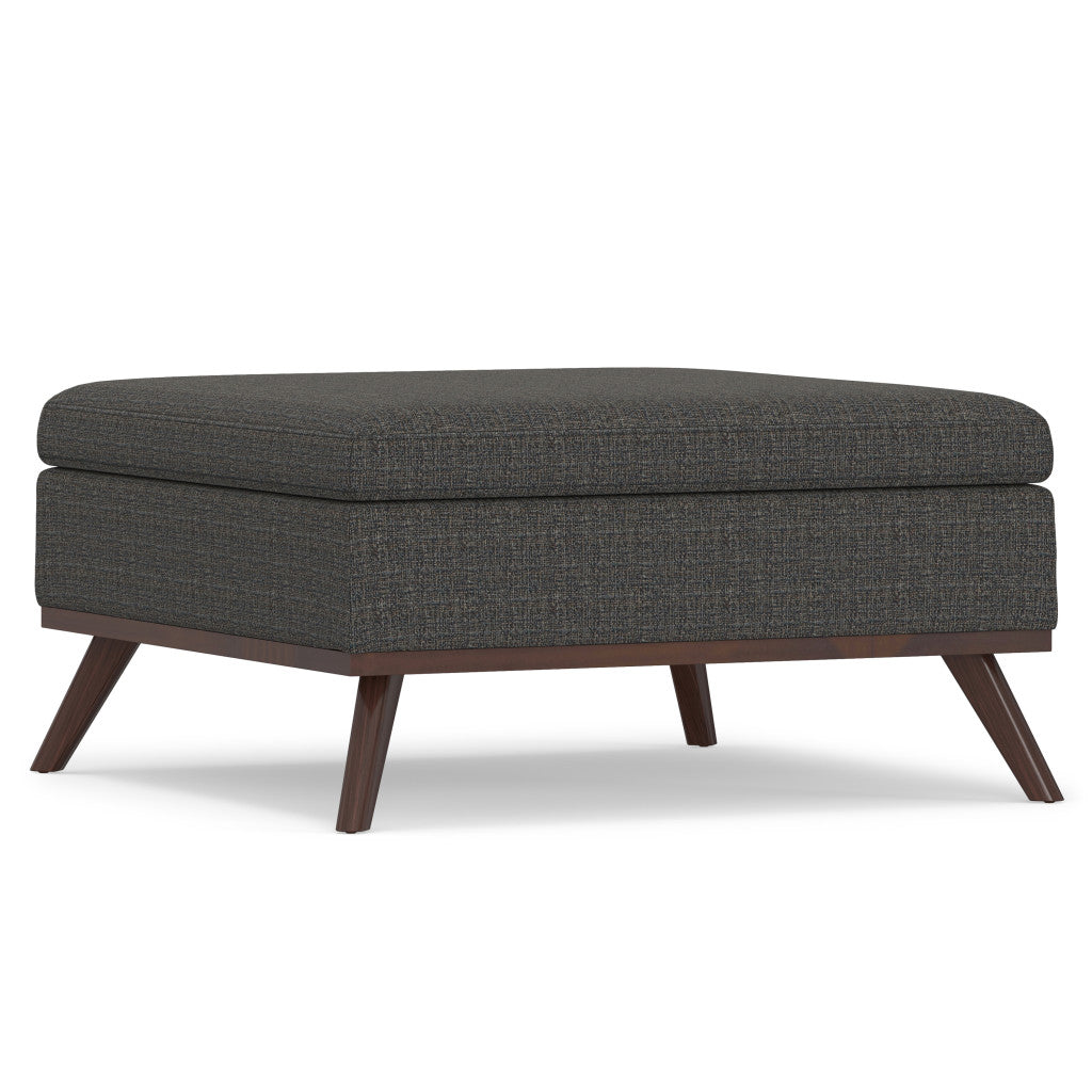 36" Ebony and Brown Fabric Cocktail Ottoman With Storage