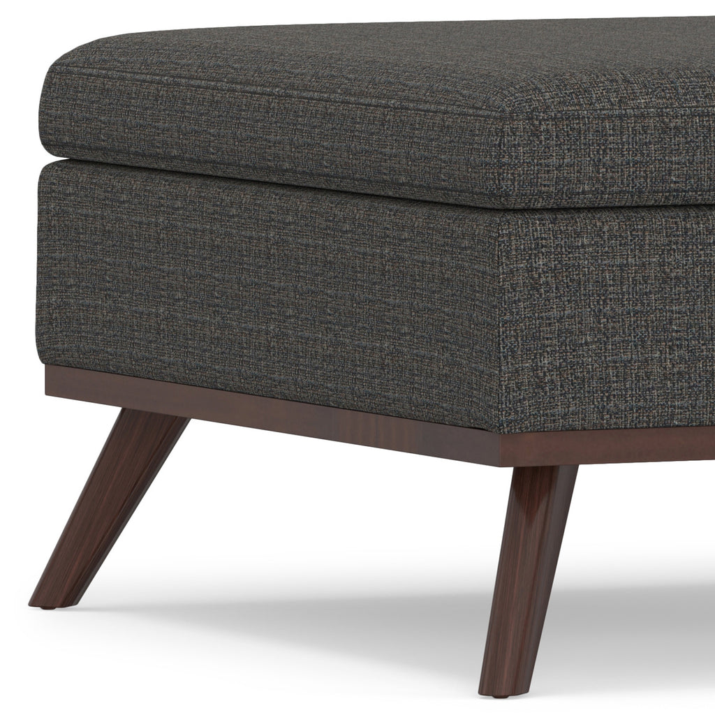 36" Ebony and Brown Fabric Cocktail Ottoman With Storage