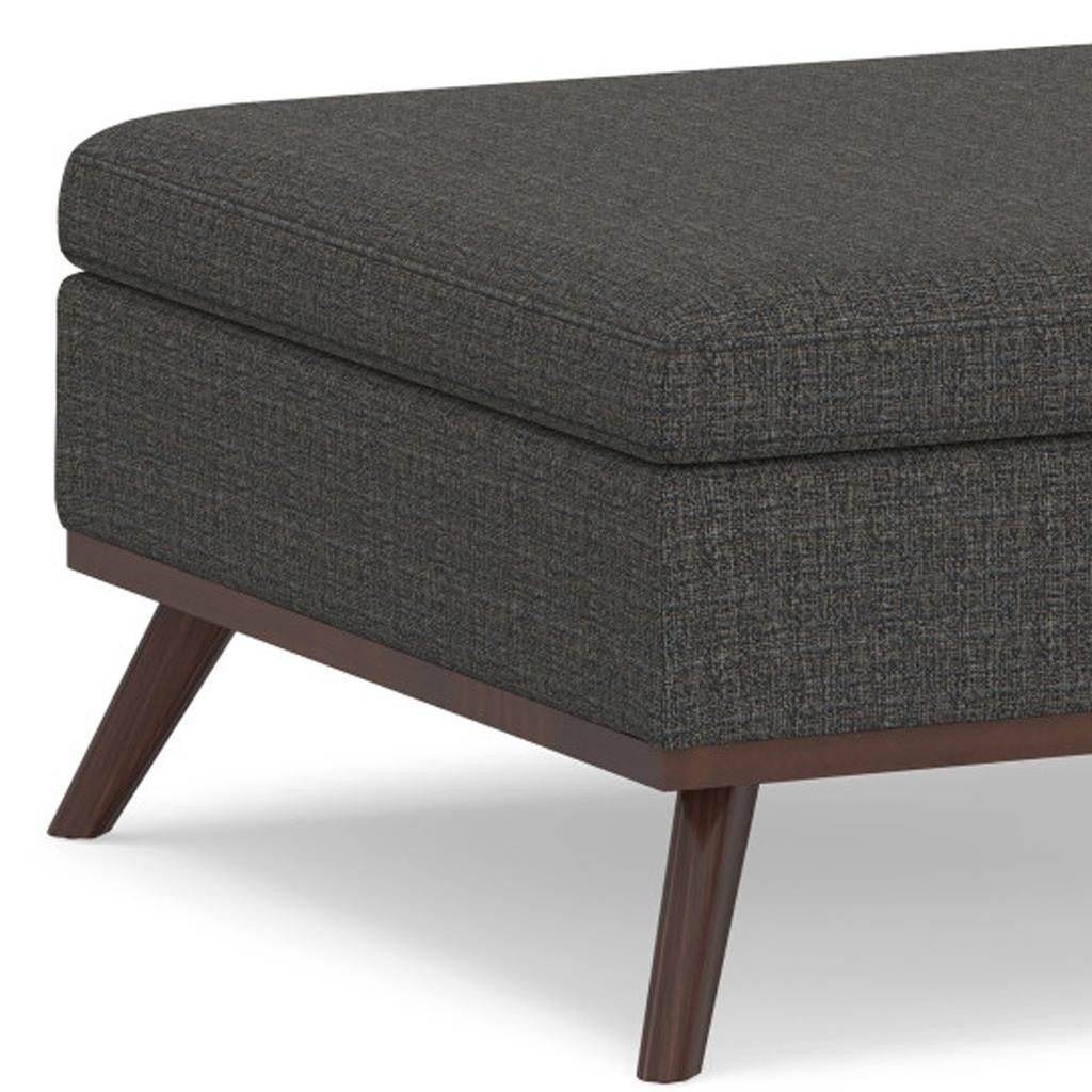 36" Ebony and Brown Fabric Cocktail Ottoman With Storage