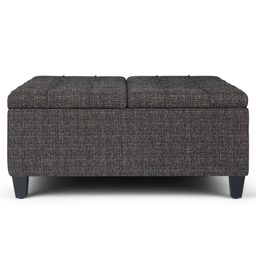 36" Ebony and Espresso Fabric Cocktail Ottoman With Storage