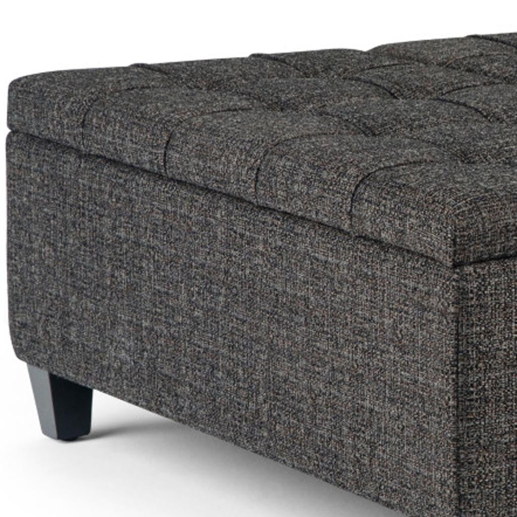 36" Ebony and Espresso Fabric Cocktail Ottoman With Storage