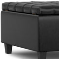 30" Black Leather Cocktail Ottoman With Storage