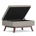 34" Gray and Brown Fabric Cocktail Ottoman With Storage