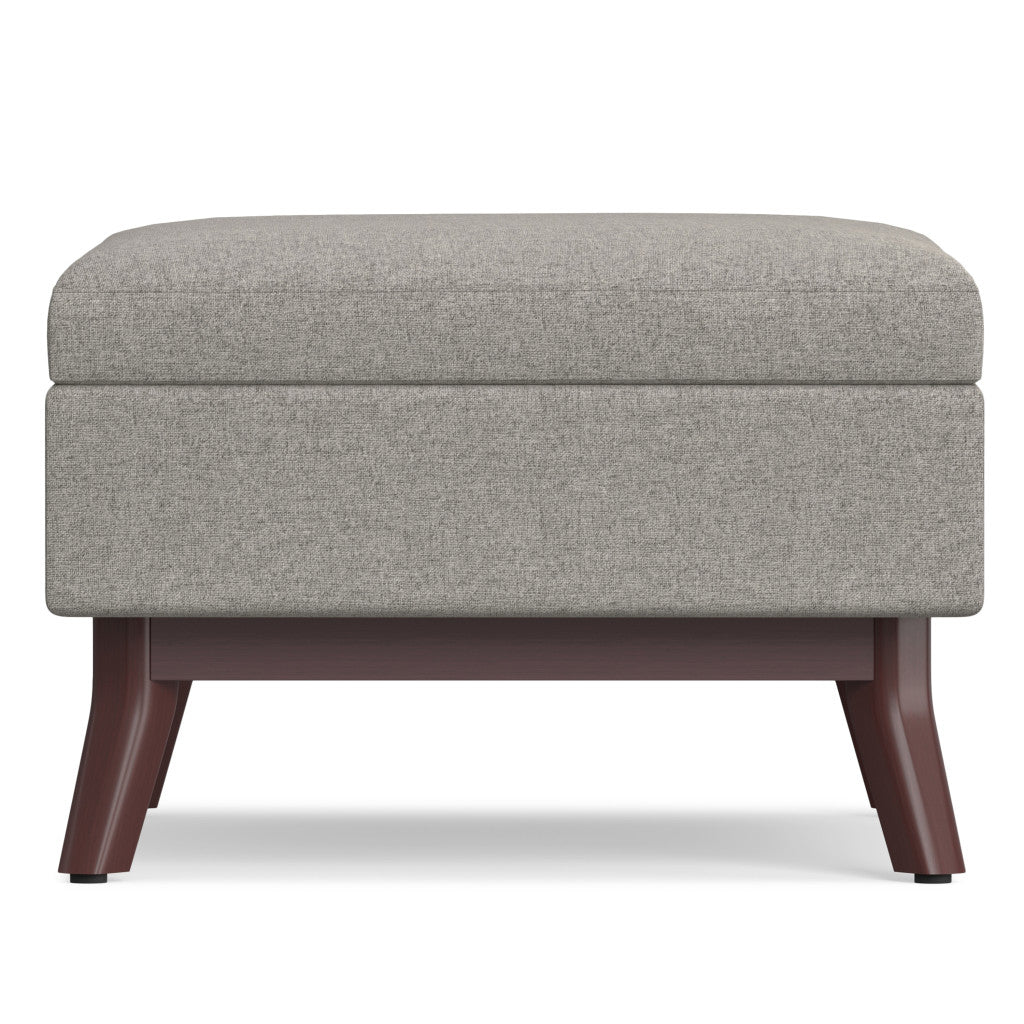 34" Gray and Brown Fabric Cocktail Ottoman With Storage