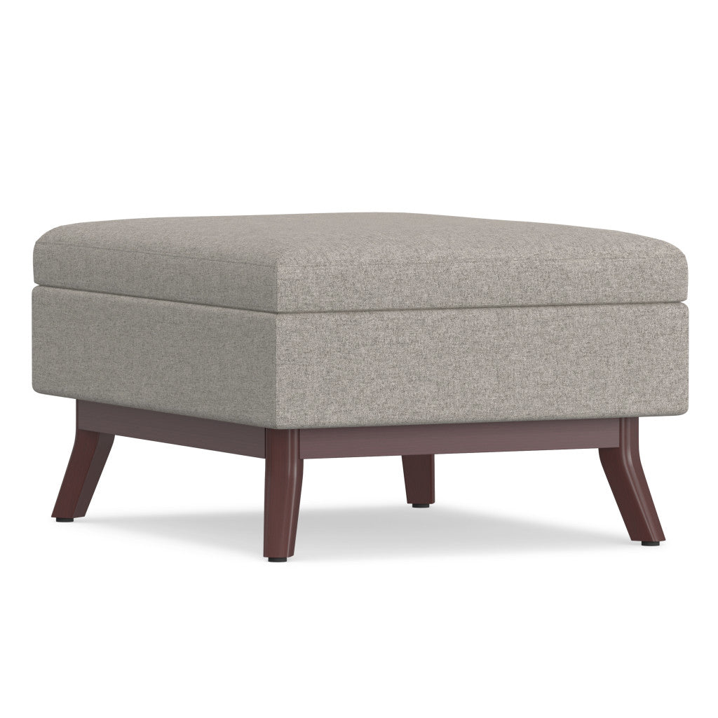 34" Gray and Brown Fabric Cocktail Ottoman With Storage