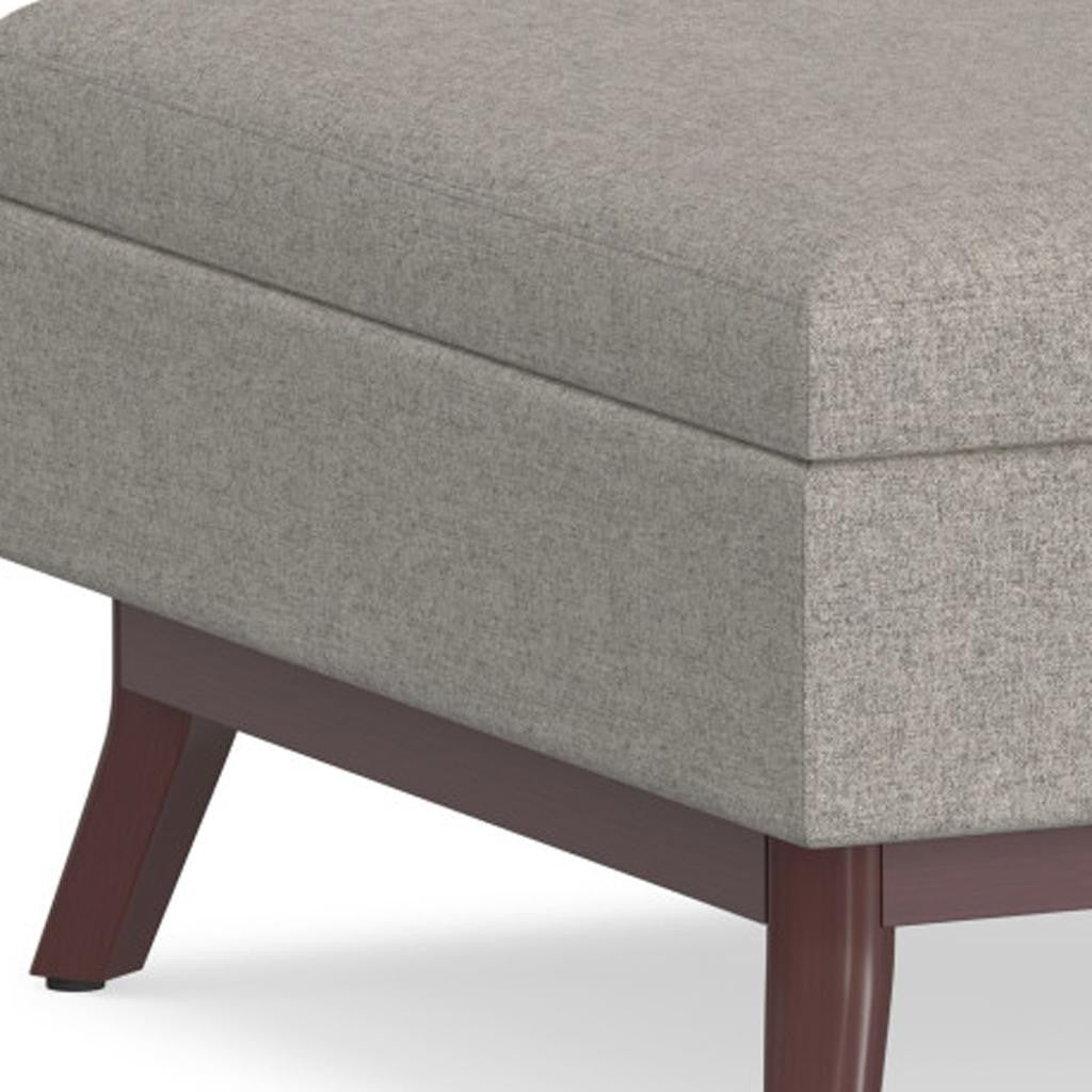 34" Gray and Brown Fabric Cocktail Ottoman With Storage