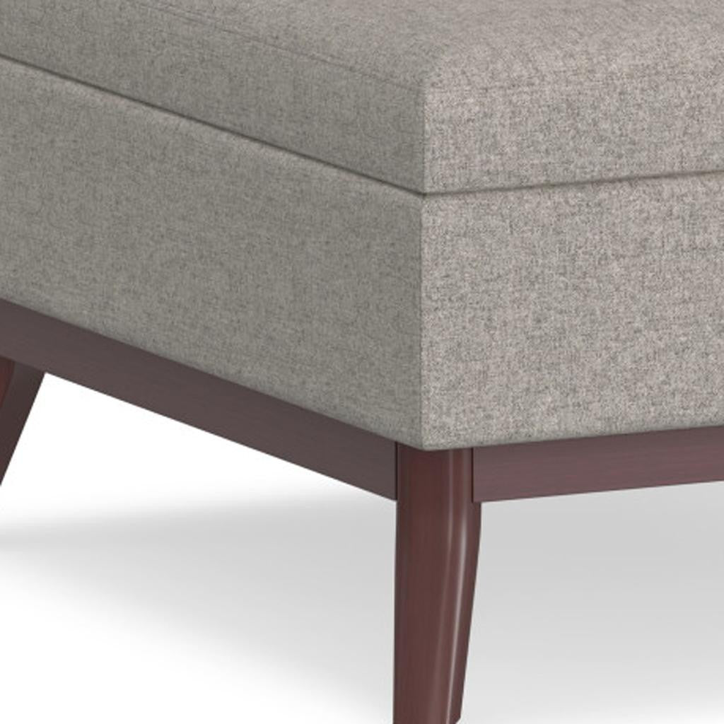 34" Gray and Brown Fabric Cocktail Ottoman With Storage