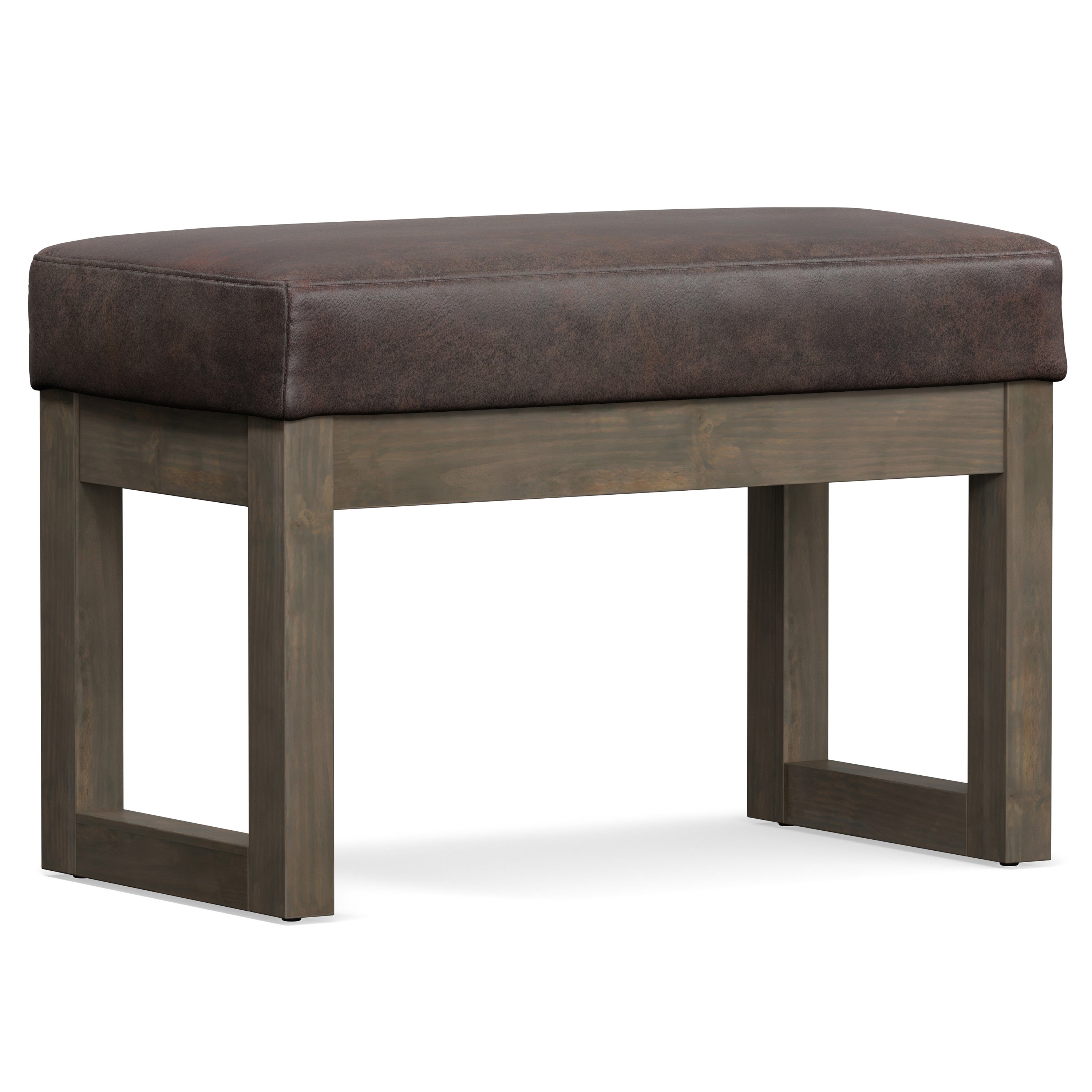 27" Brown Leather Footstool