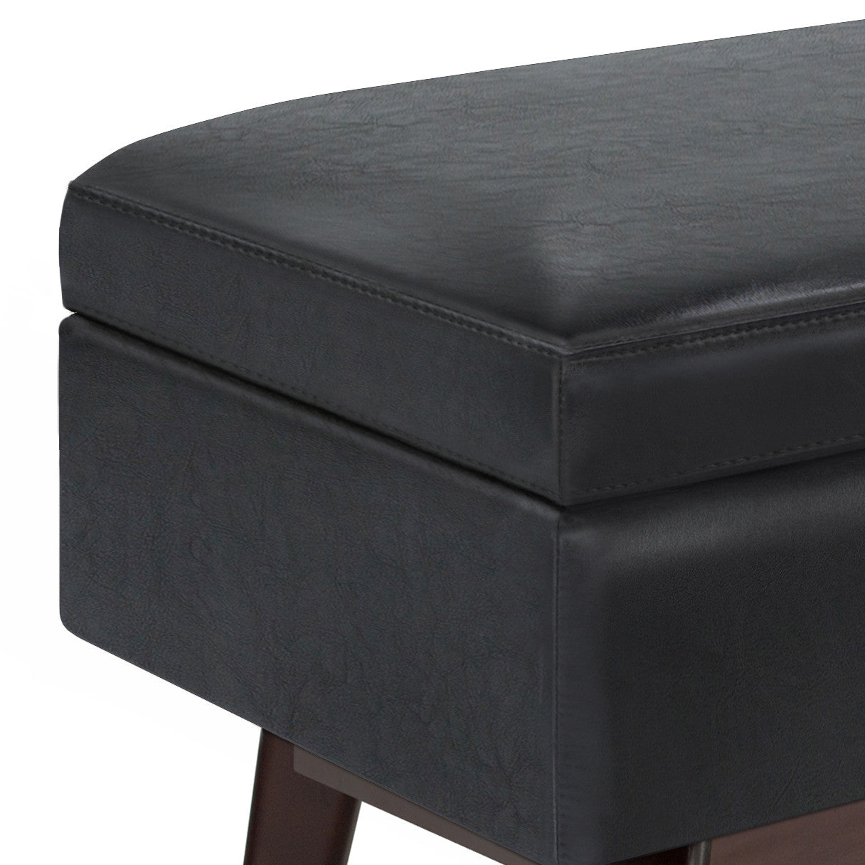 48" Black and Brown Leather Cocktail Ottoman With Storage