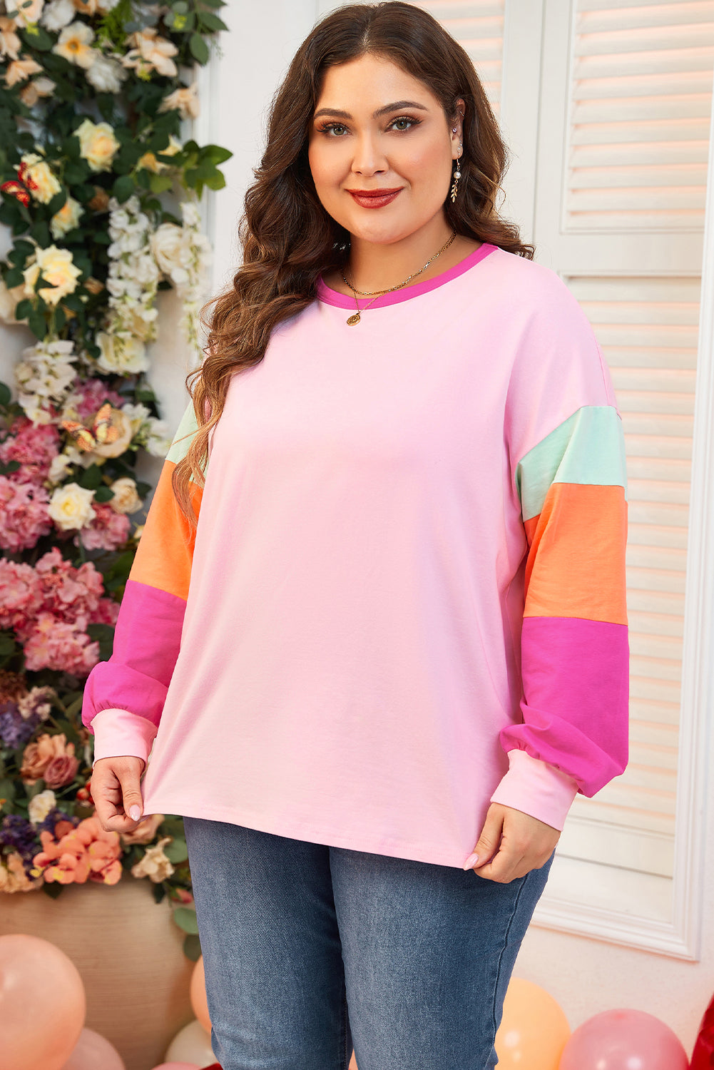 Trendy Harlow Plus Size Color Block Long Sleeve Top - Stylish & Cozy