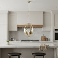 Elegant front view of Antiqued Brass Three-Light Ceiling Fixture by Homeroots