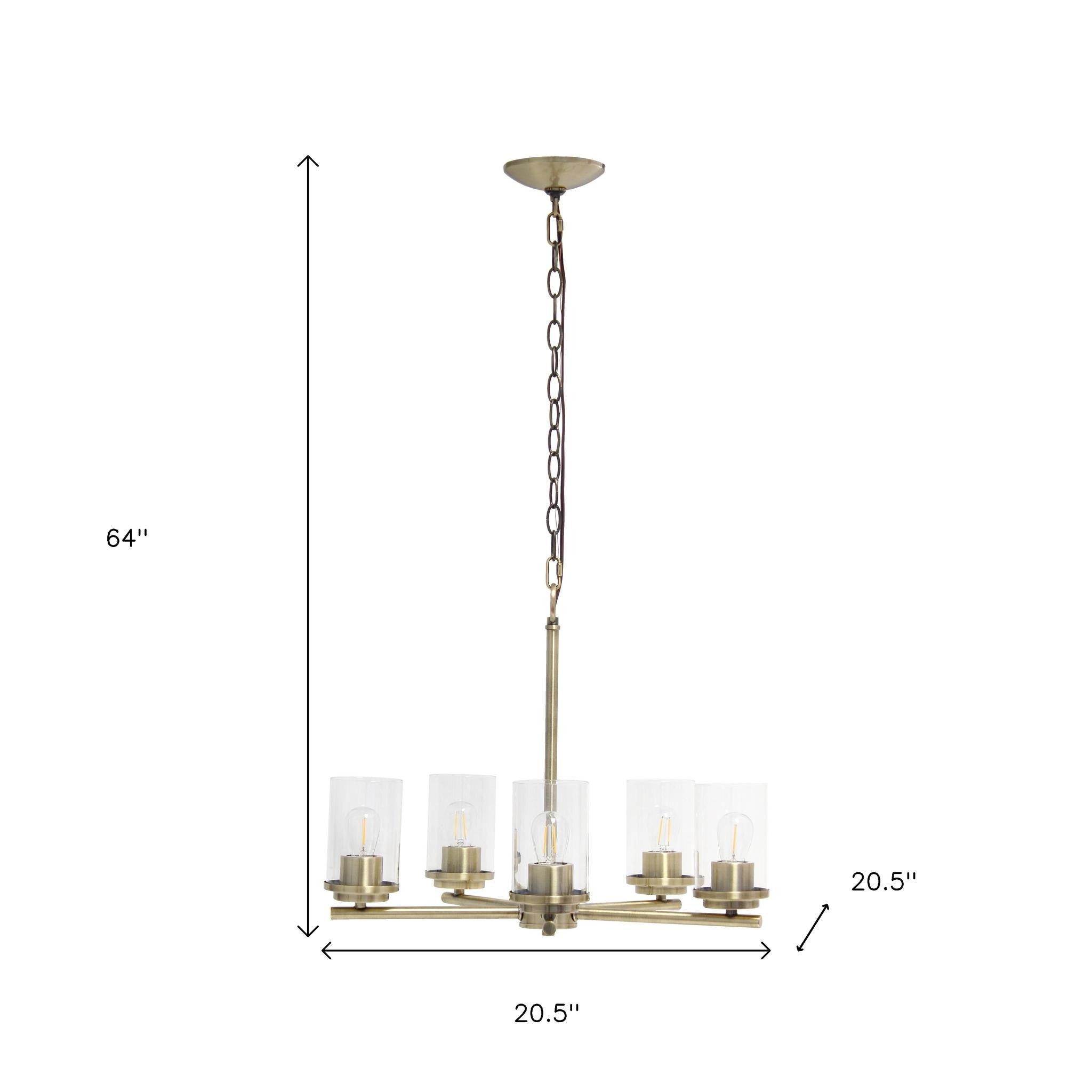 Installation process of the Antiqued Brass Chandelier in a modern home