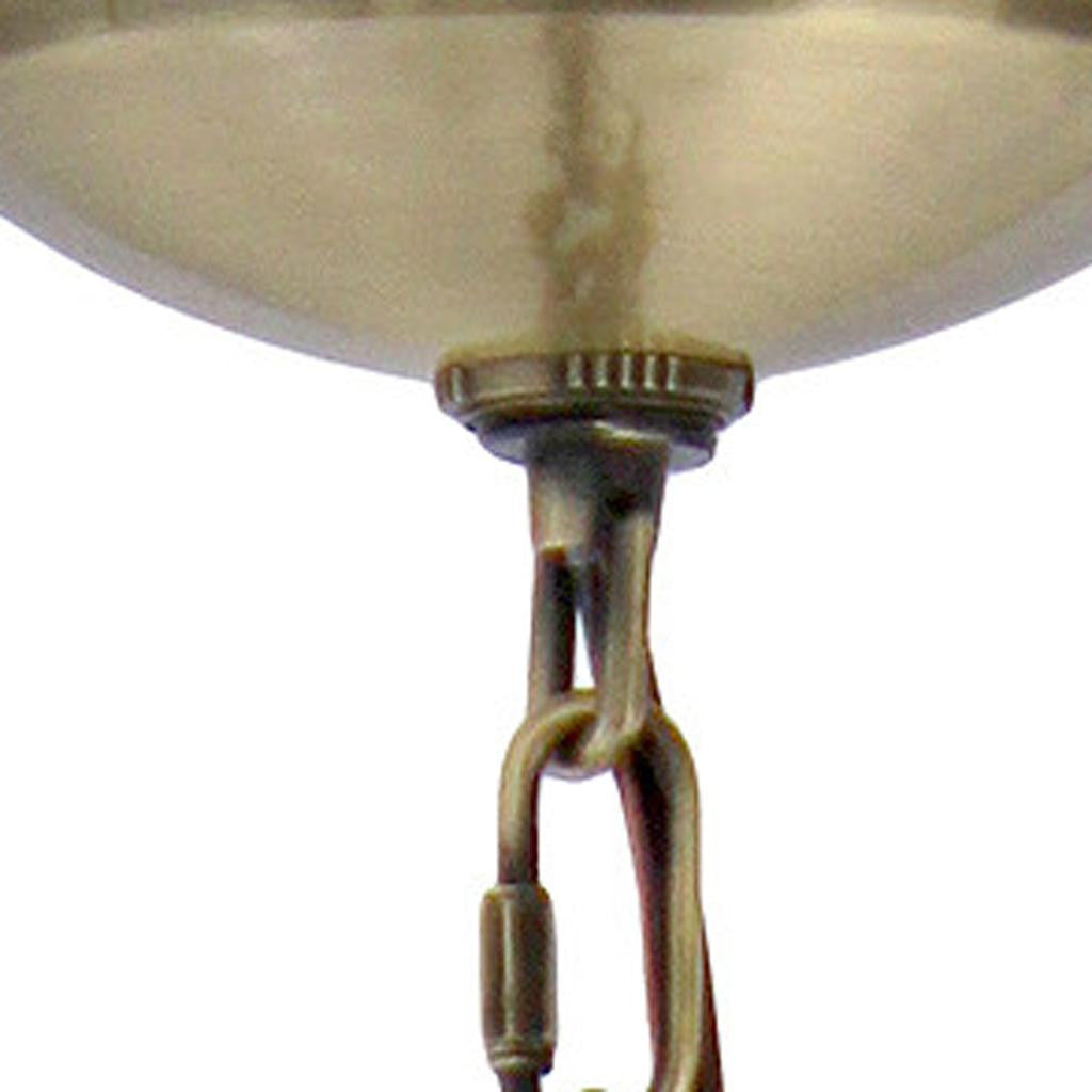 Close-up of Clear Shades on Antiqued Brass Chandelier by Homeroots