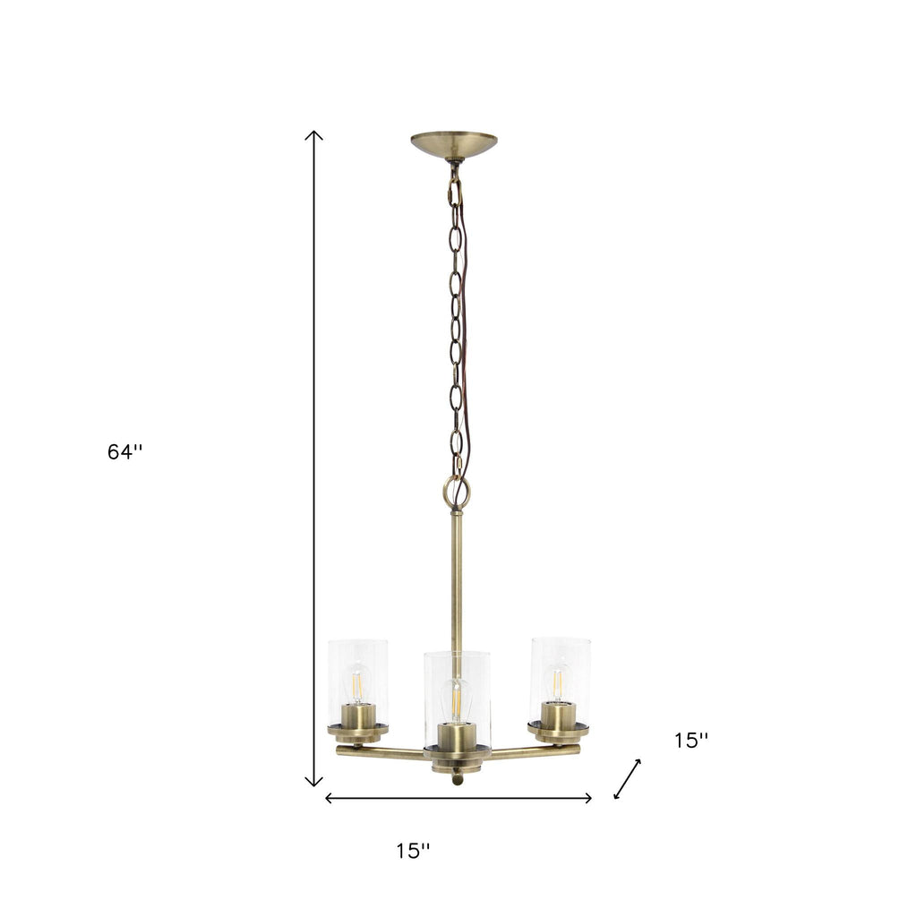 Back view showcasing the iron structure of Antiqued Brass Chandelier