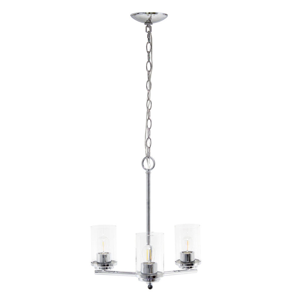 Silver And Clear Chandelier Three Light Iron Ceiling Light With Clear Shades