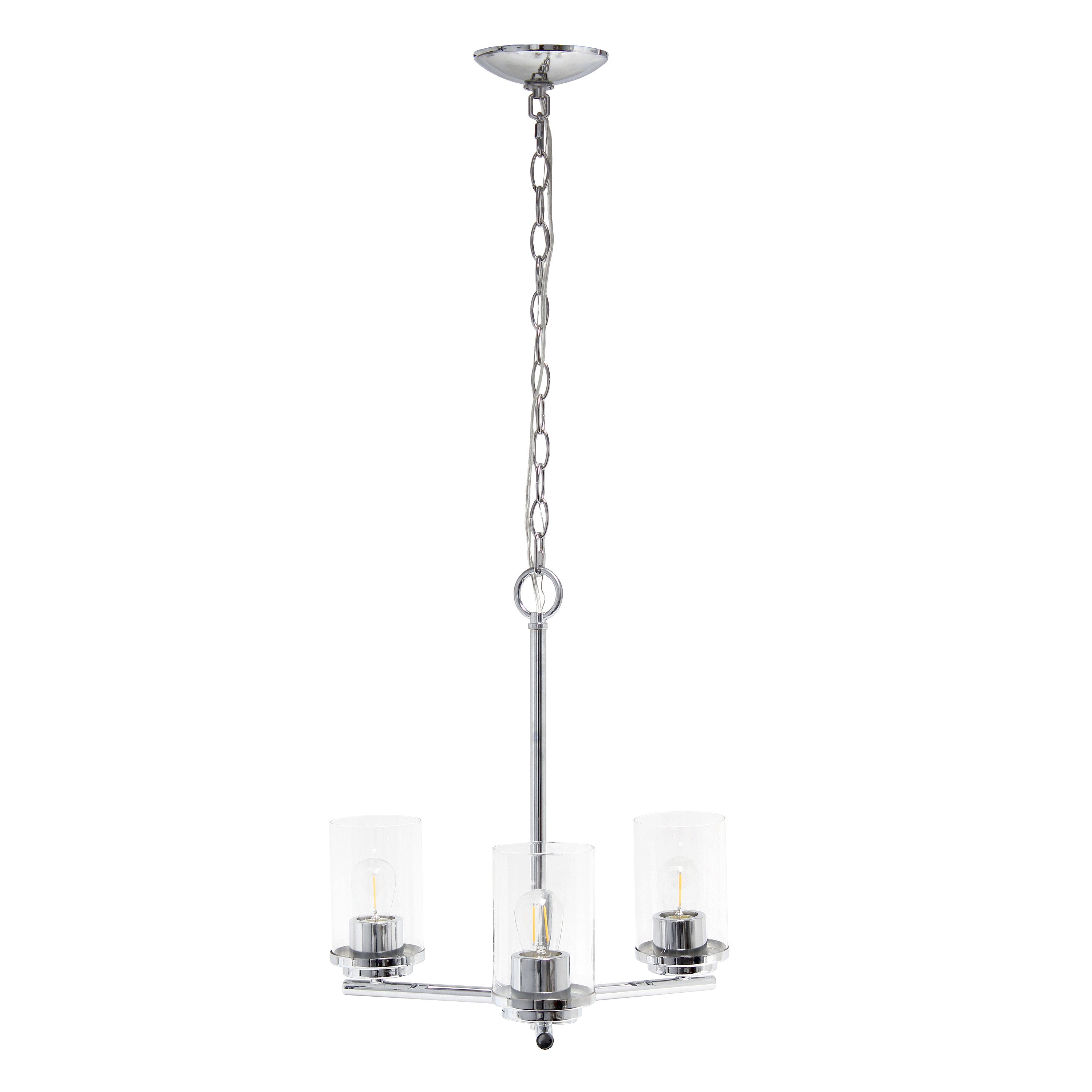 Silver And Clear Chandelier Three Light Iron Ceiling Light With Clear Shades