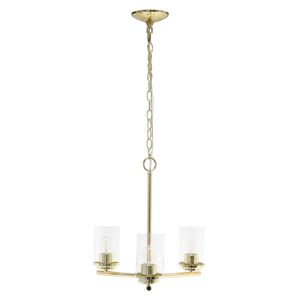 Gold And Clear Chandelier Three Light Iron Ceiling Light With Clear Shades