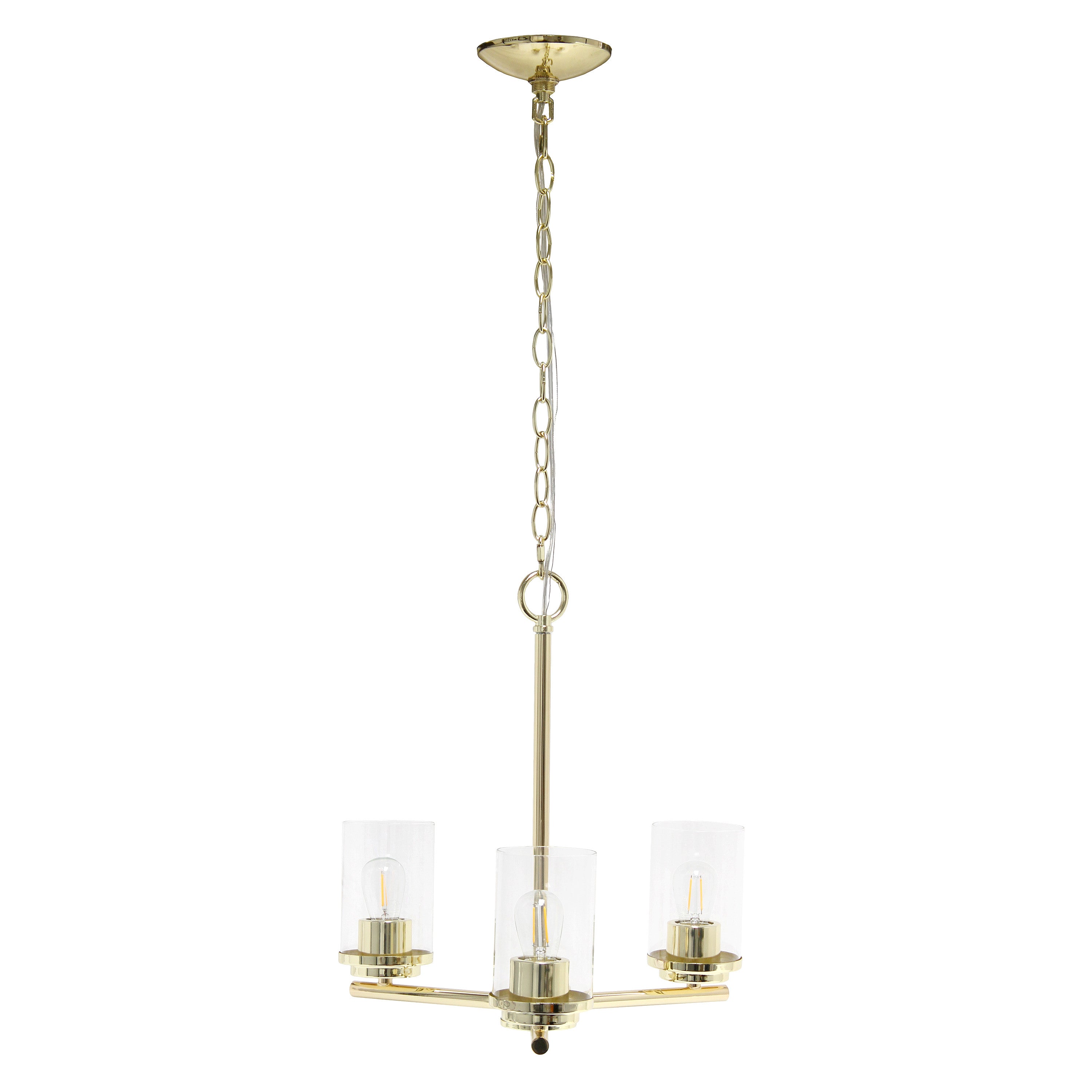 Gold And Clear Chandelier Three Light Iron Ceiling Light With Clear Shades