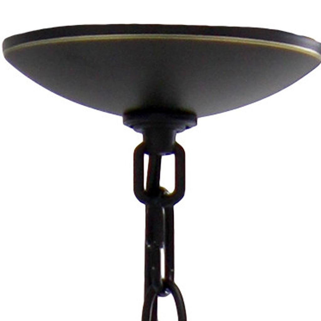 Bronze And Clear Chandelier Five Light Iron Ceiling Light With Clear Shades
