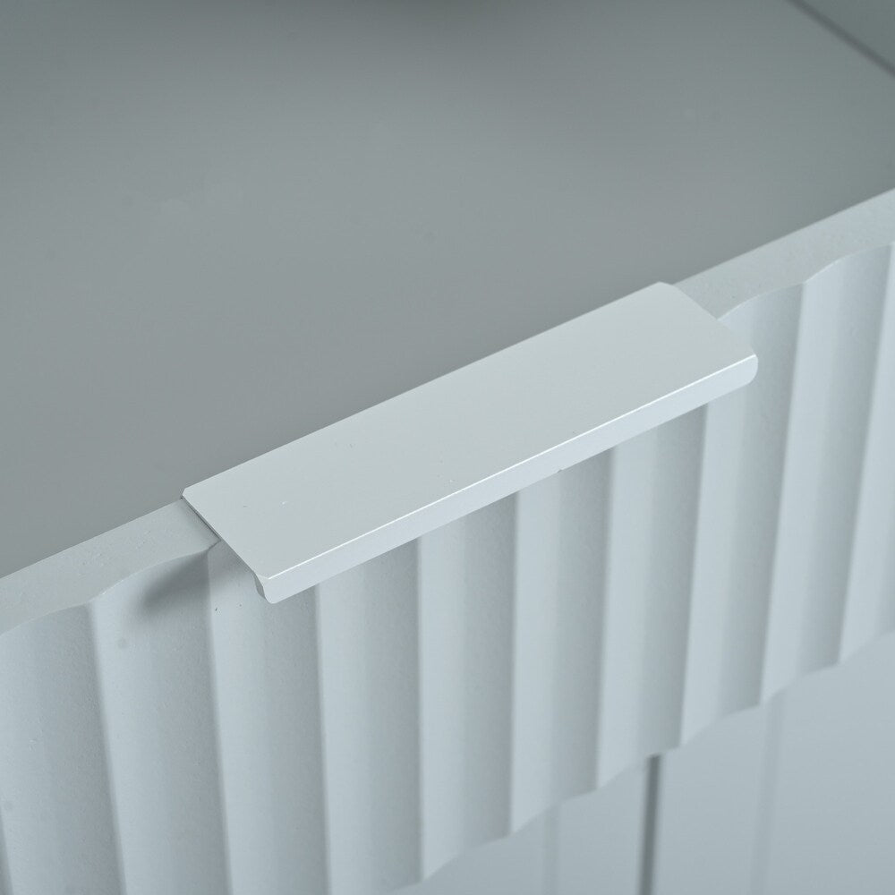 Close-up of the wood grain on 49" Light Blue Kitchen Island by Homeroots