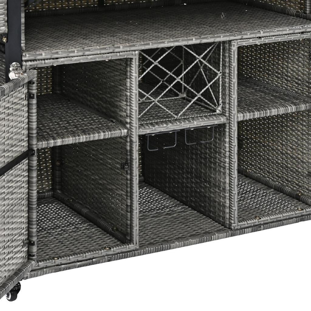 Rolling wheels of 53-Inch Gray Wood and Metal Kitchen Island for easy mobility