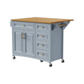 Front view of 52" Light Blue Wood Rolling Kitchen Island by Homeroots