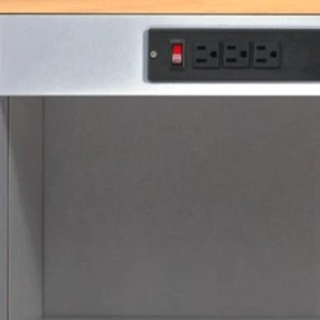 33" Gray Wood Rolling Kitchen Island in a modern kitchen setting