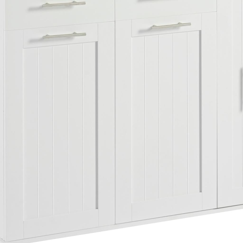 46" White Wood Rolling Kitchen Island With Storage