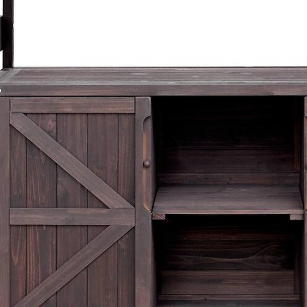 Front view of 50-Inch Brown Wood Rolling Kitchen Island by Homeroots