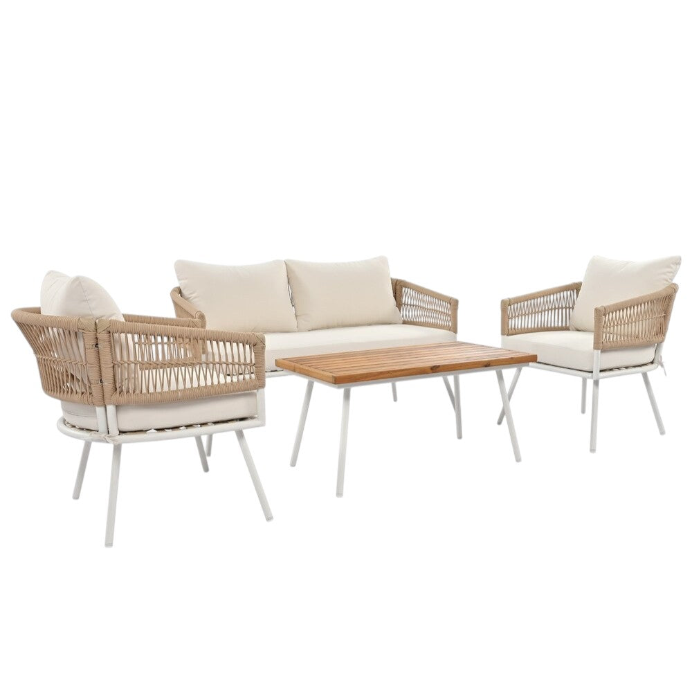 Garden setting featuring the six-piece metal sofa set