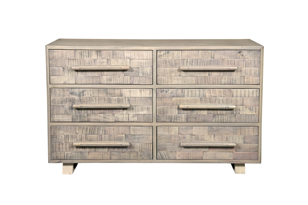 Side view showcasing the spacious drawers of the 57-Inch Gray Dresser
