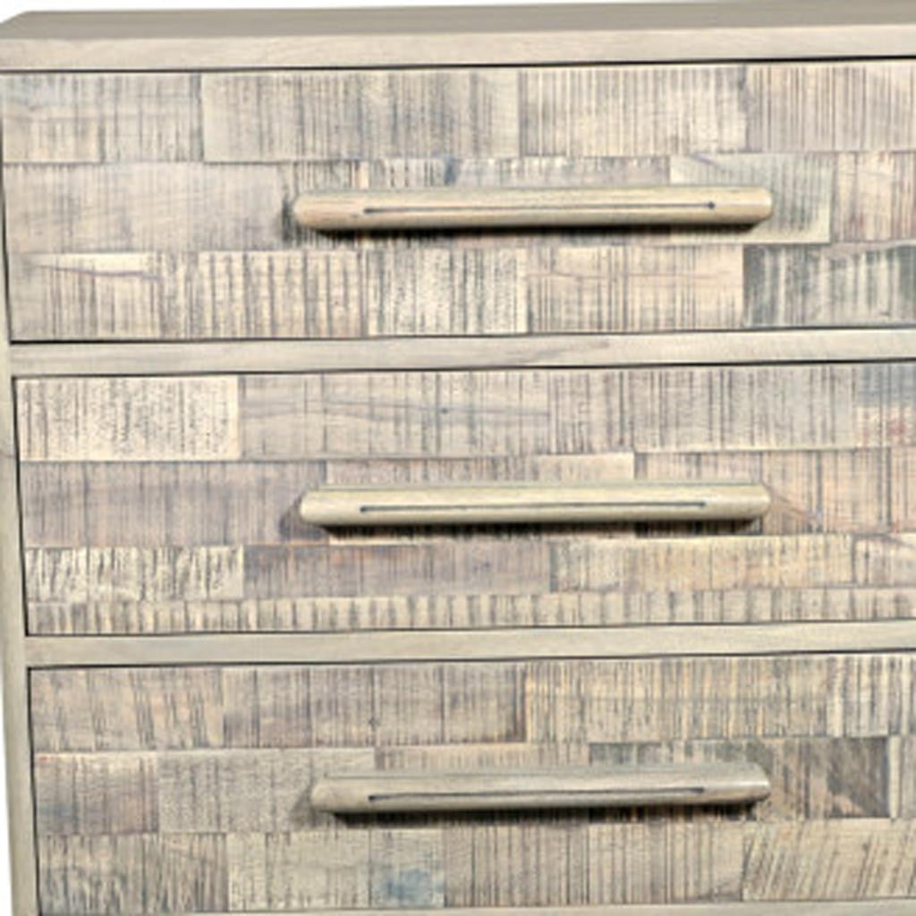 Top view of 35-Inch Gray Dresser with decorative items on display