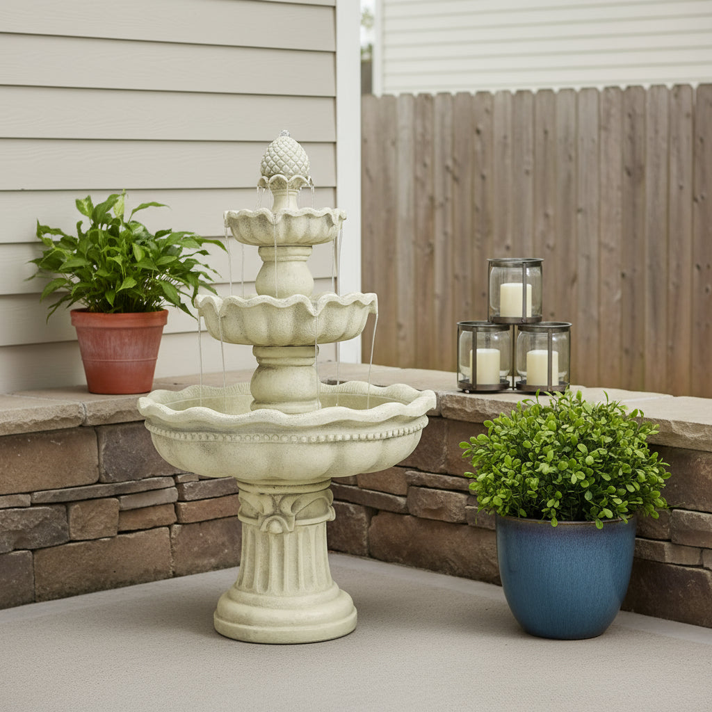 Front view of 51-Inch White Polyresin Garden Sculpture by Homeroots