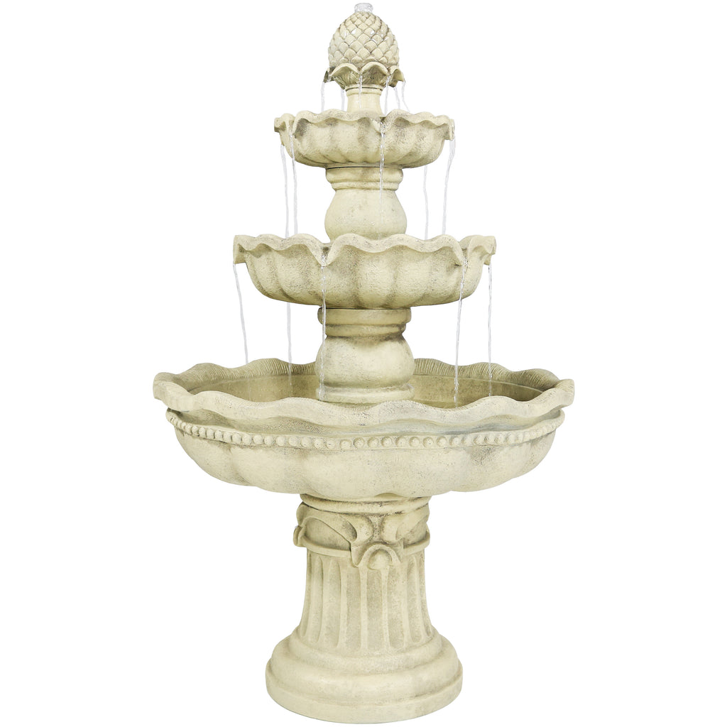 Close-up of intricate details on 51-Inch White Polyresin Garden Sculpture