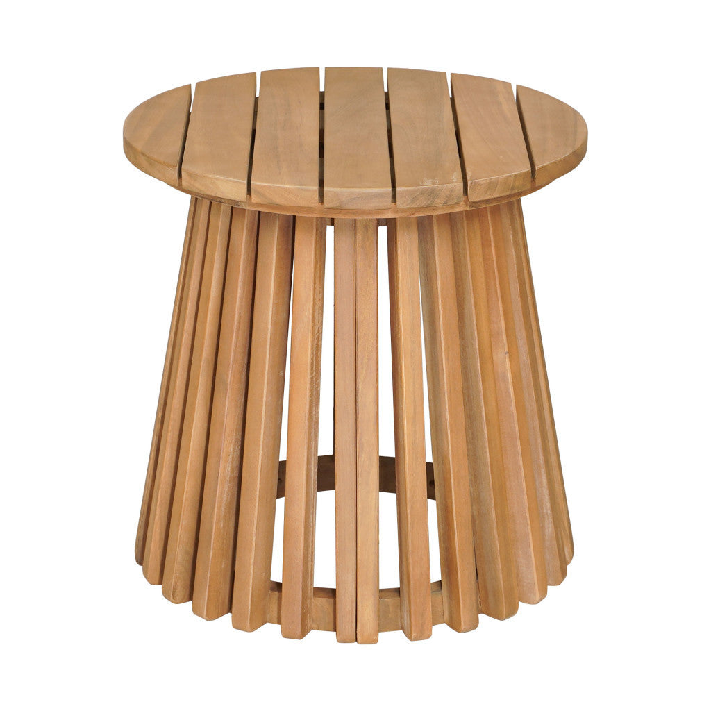 16" Natural Solid Wood Round Pedestal End Table