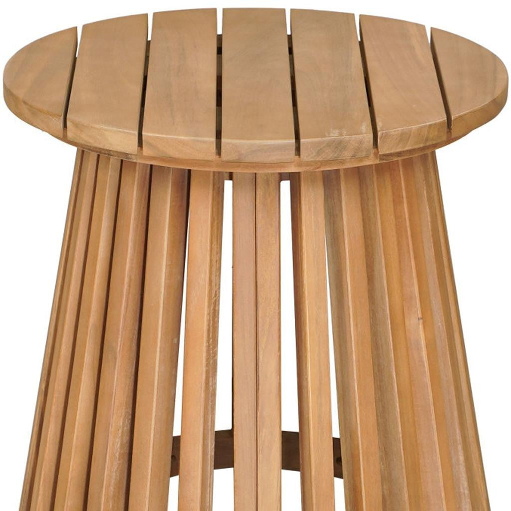 16" Natural Solid Wood Round Pedestal End Table