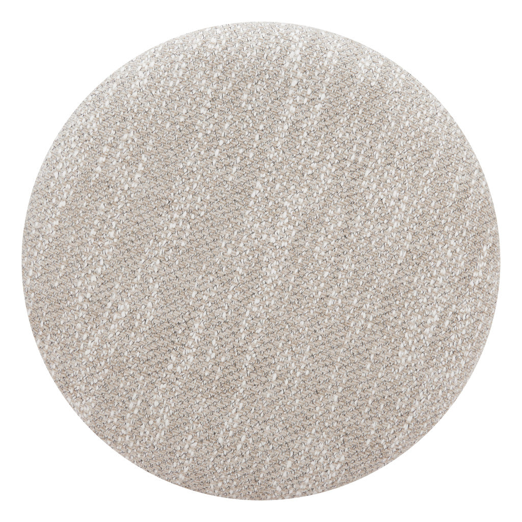 21" Gray and Brown Fabric Round Ottoman With Storage