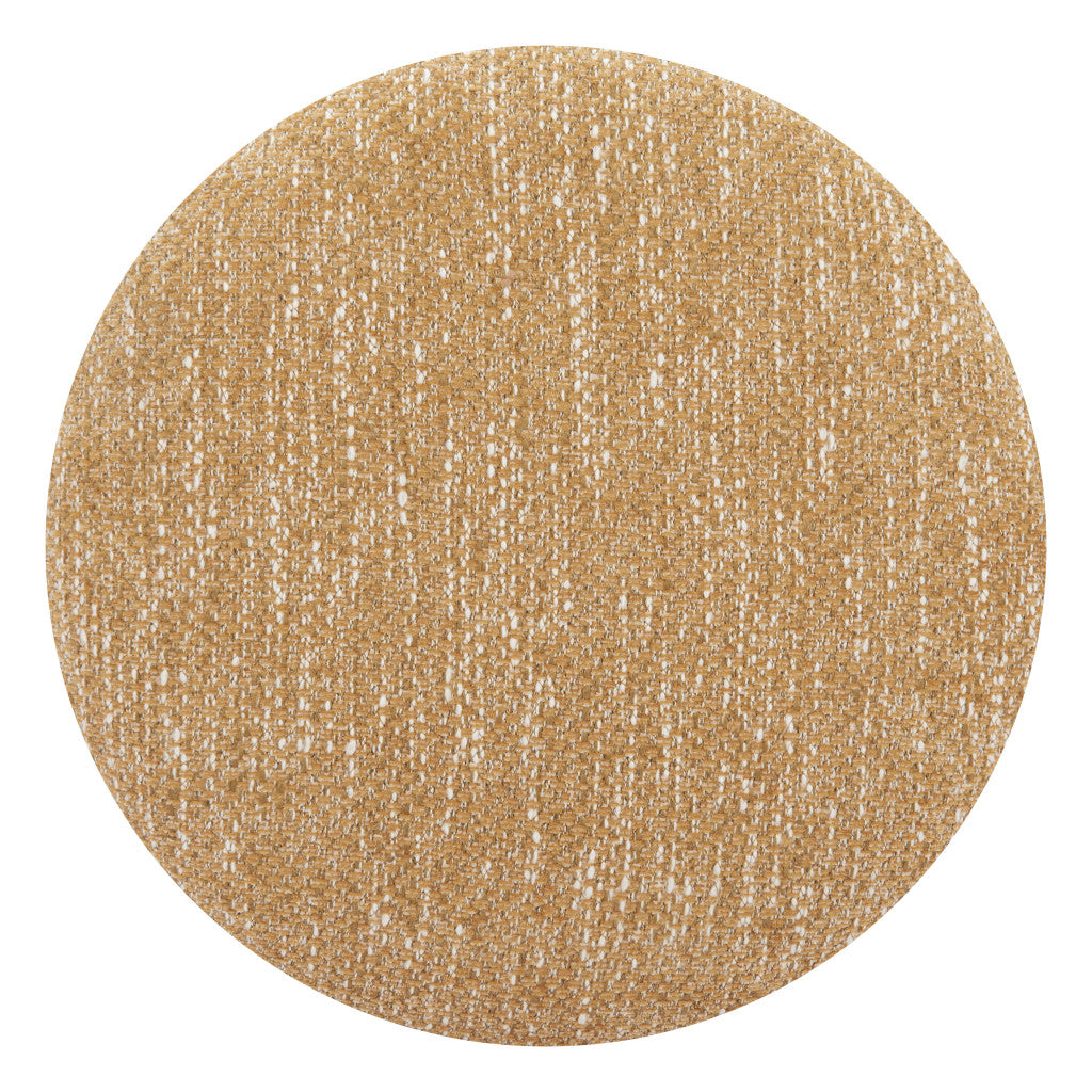21" Yellow and Natural Fabric Round Ottoman With Storage