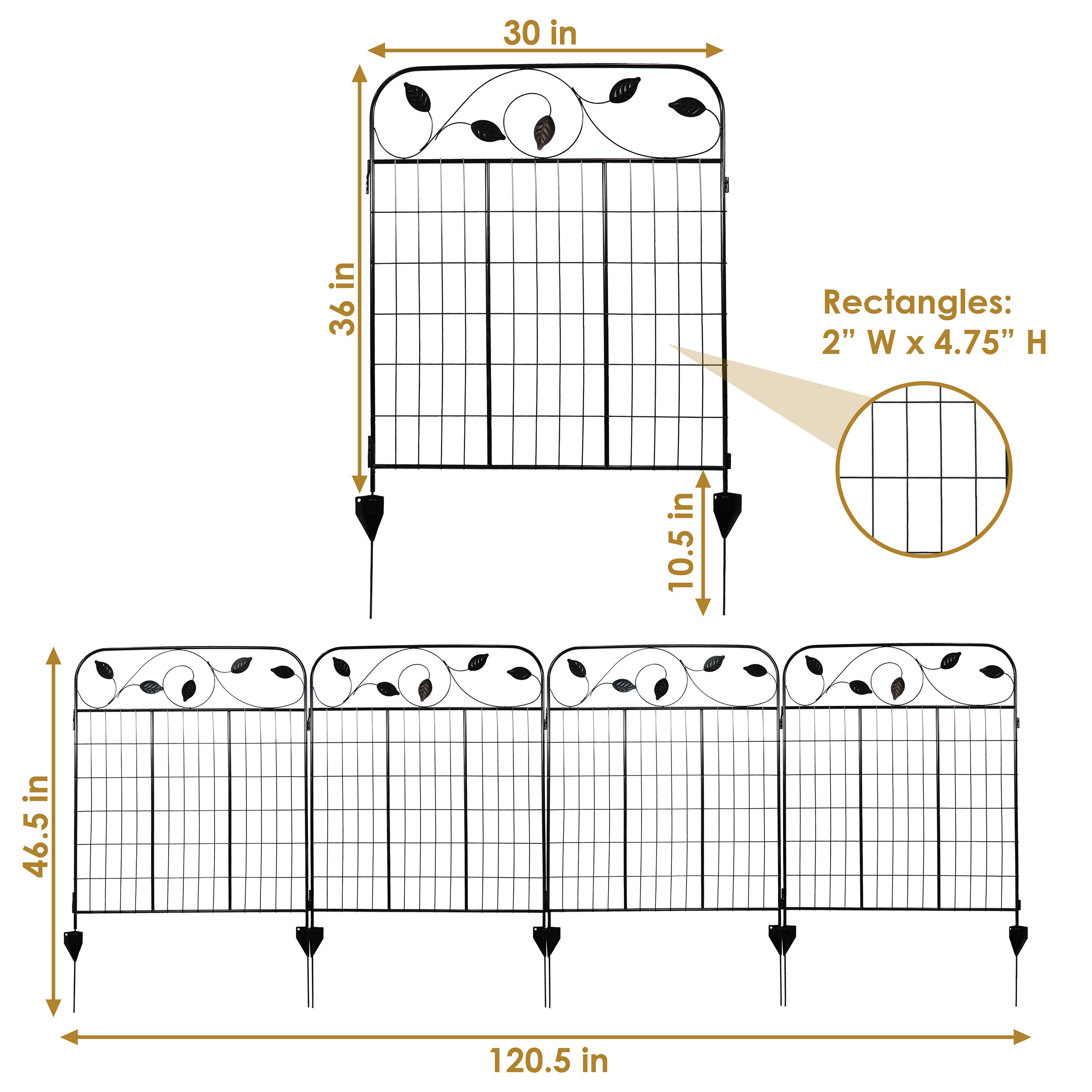 Close-up of black steel finish on the Elegant Garden Stake