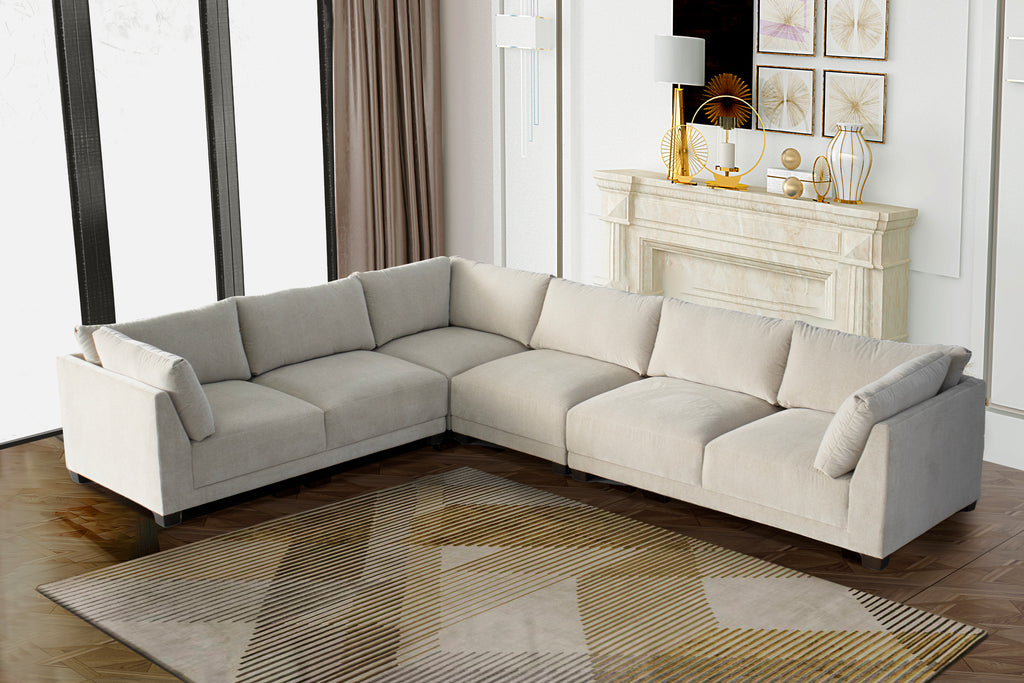 Living room setup featuring the Beige Canvas L-Shaped Sofa