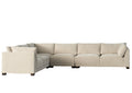 Front view of Luxurious Beige Canvas L-Shaped Reclining Sectional Sofa