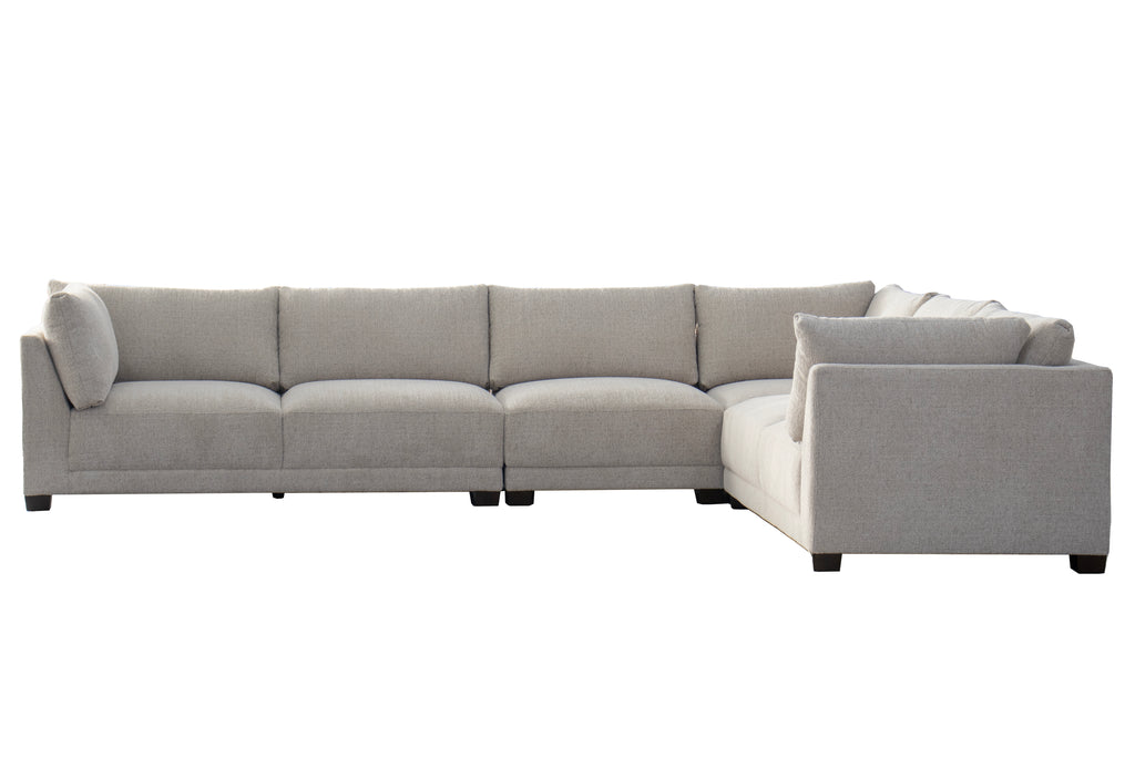 Reclined position of the Beige Canvas L-Shaped Sectional Sofa