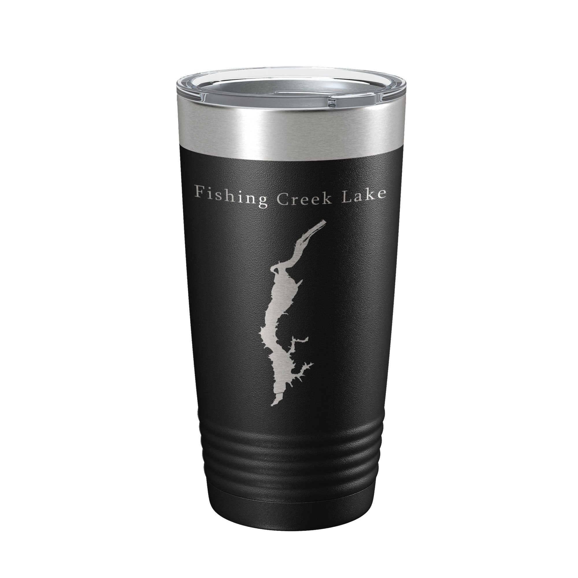 Fishing Creek Lake Insulated Tumbler in a cozy setting