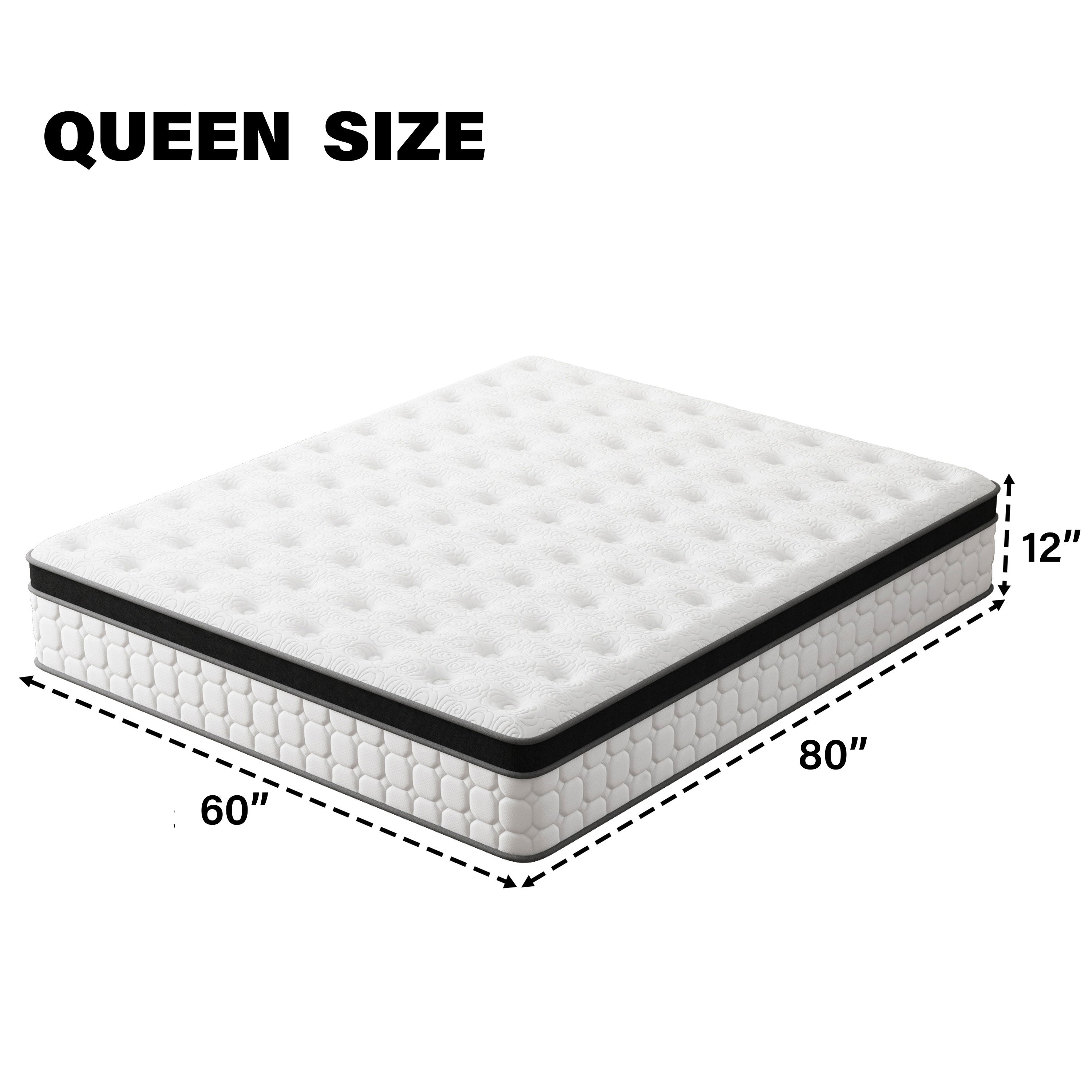 Top view of Queen 12-Inch Hybrid Gel Memory Foam Mattress by Homeroots