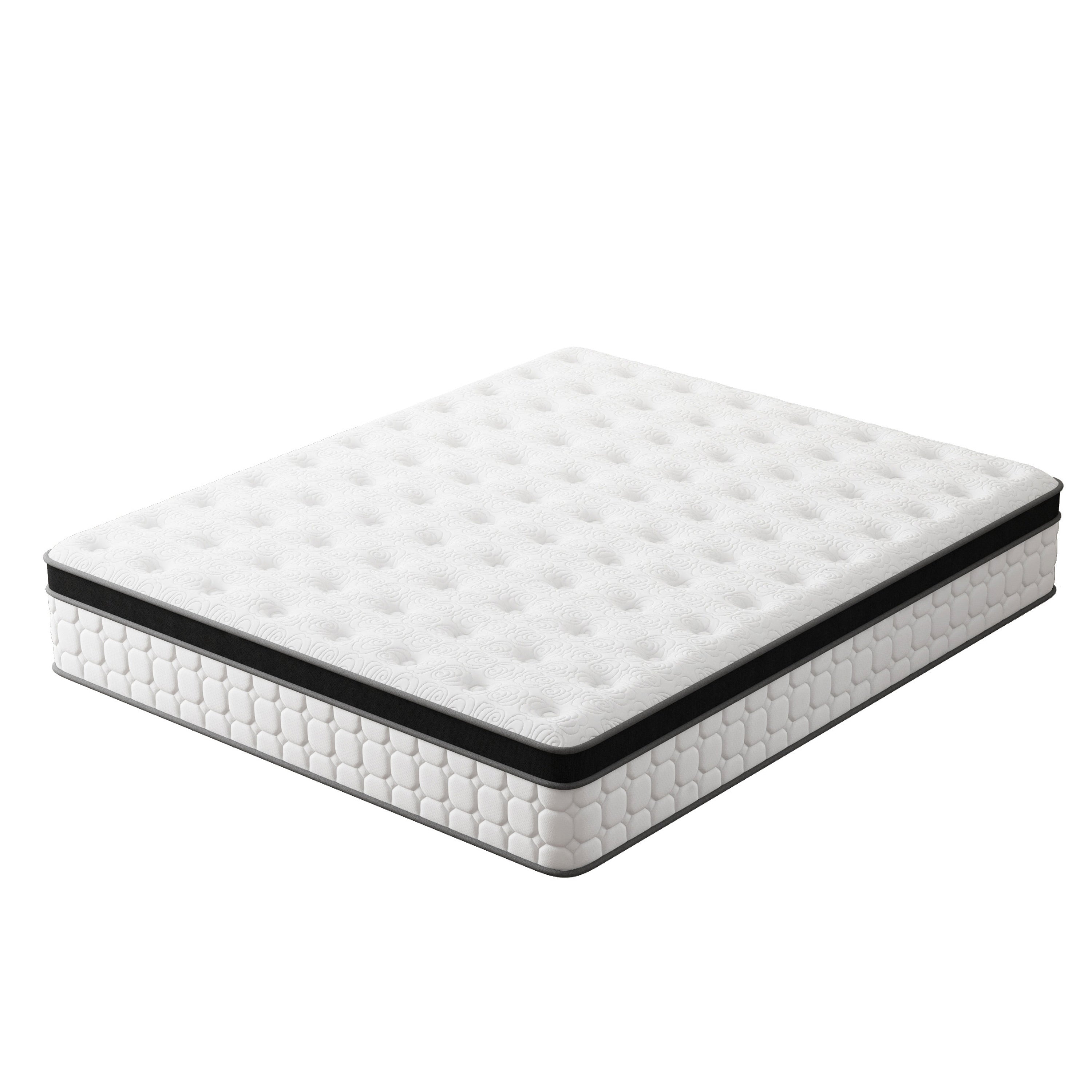 Side profile of Queen 12-Inch Hybrid Gel Memory Foam Mattress showcasing layers