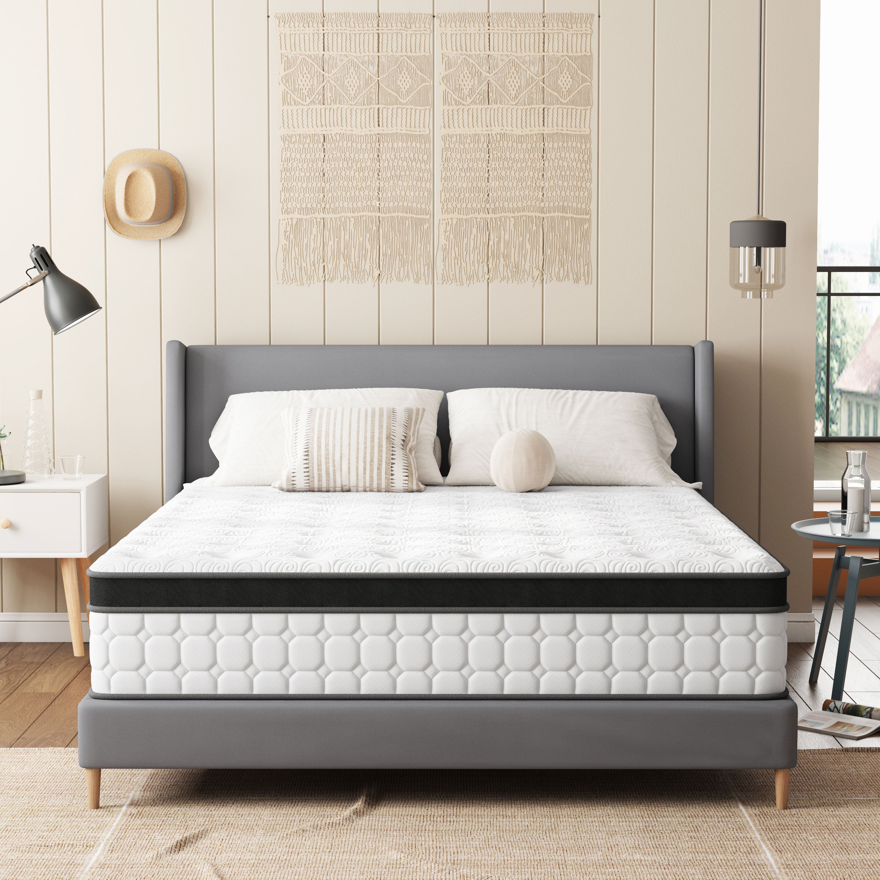 Close-up of pocket coils in Queen 12-Inch Hybrid Gel Memory Foam Mattress