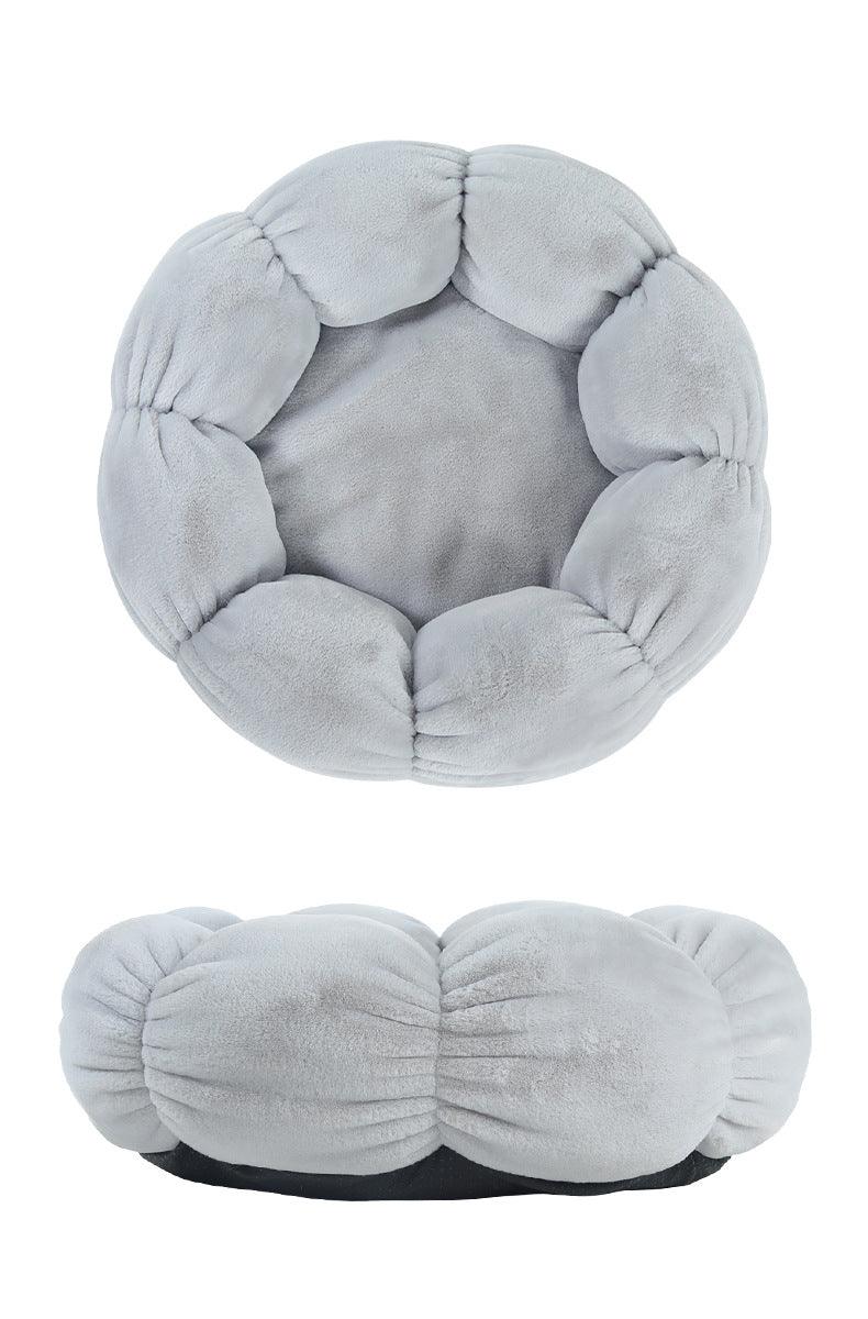 Side view of CozyFlora Flower-Shaped Pet Bed showcasing plush fabric