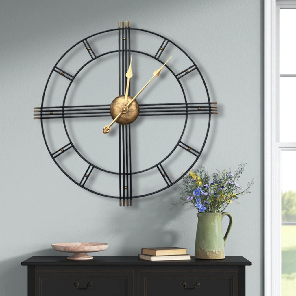 Side angle of elegant 24-Inch Silent Analog Wall Clock by Homeroots