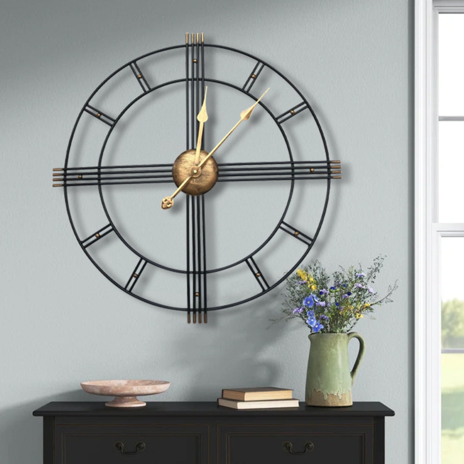 Side angle of elegant 24-Inch Silent Analog Wall Clock by Homeroots